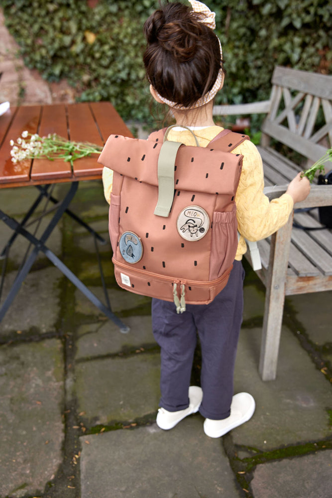 Lässig Mini Rolltop Backpack Happy Prints in Caramel