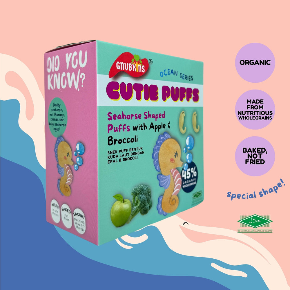 Gnubkins Cutie Puffs - Seahorse Shaped Puffs with Apple & Broccoli