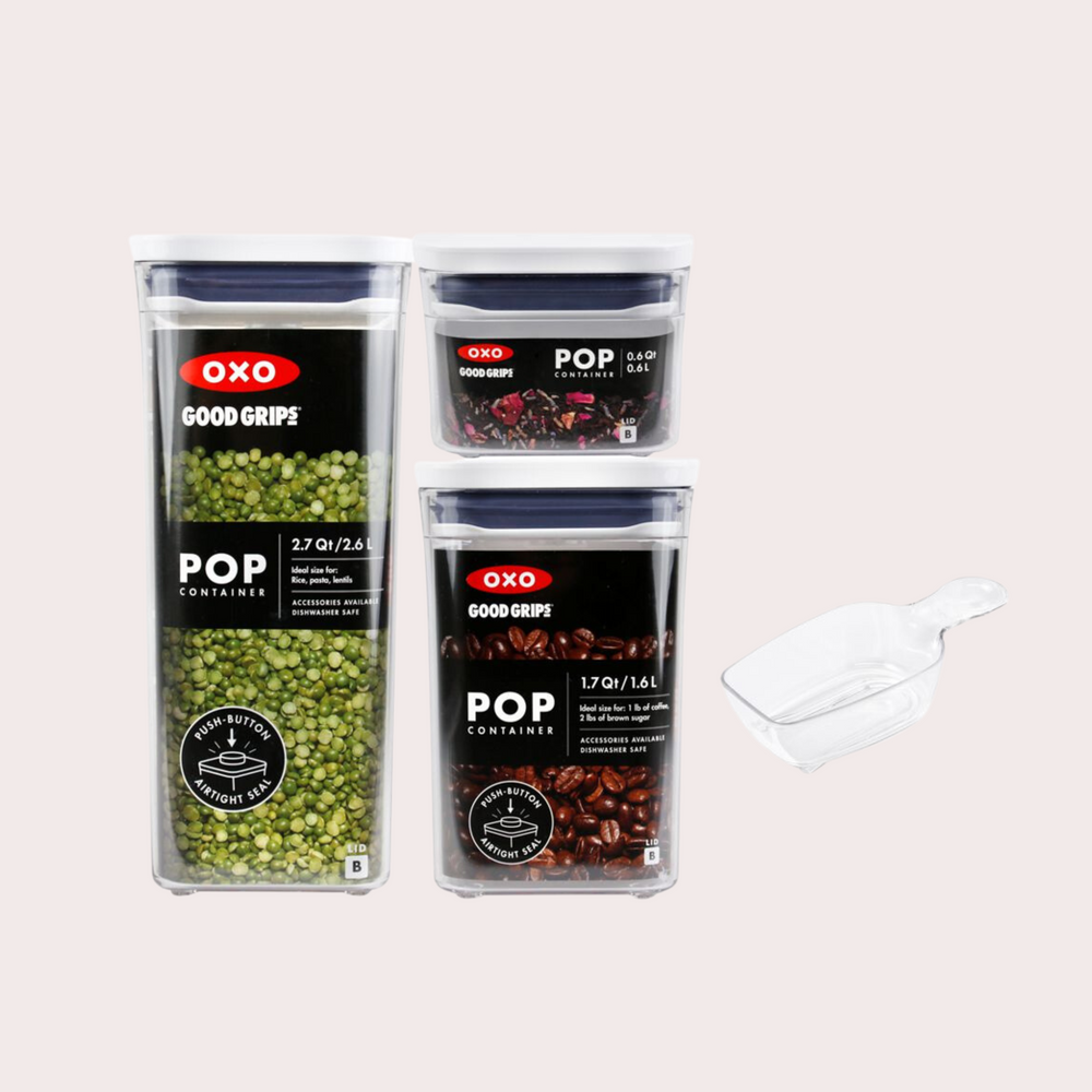 OXO Good Grips POP Container (Three-Piece Rectangle Set with Scoop