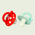 RaZBaby Chompy Mushroom Silicone Teether Red & Blue – 2 Pack