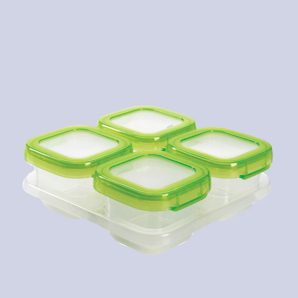 OXO Tot Silicone Baby Food Storage Container, Set of Four, 4oz Containers,  Teal