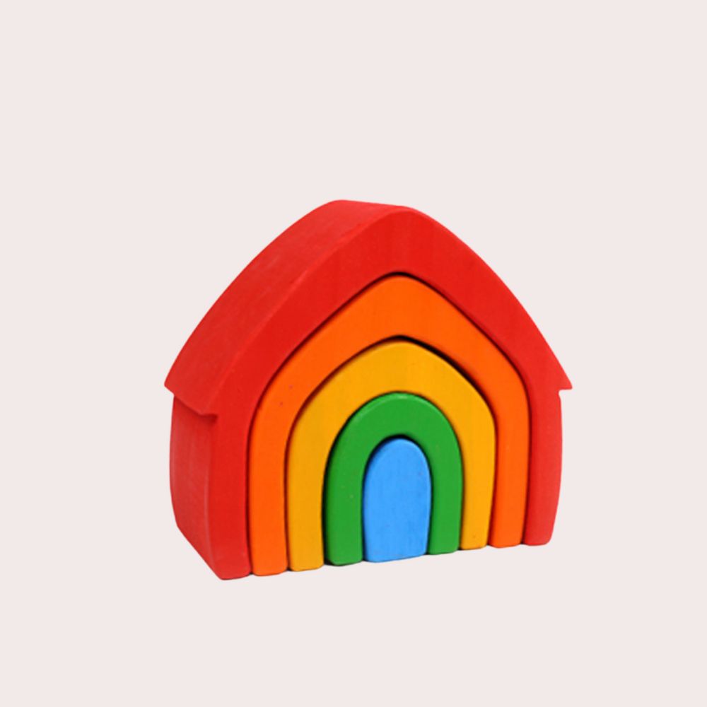 Play by TBLC Wooden Rainbow Nesting House