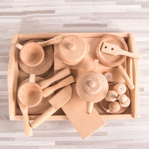 
                
                    Load image into Gallery viewer, Play by TBLC Wooden Kitchen Utensils Play Set
                
            