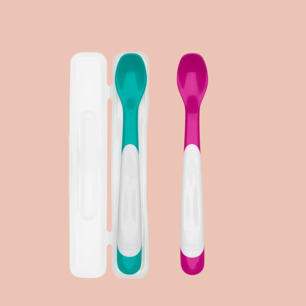 OXO Tot On the Go Fork and Spoon Set with Travel Case in Teal